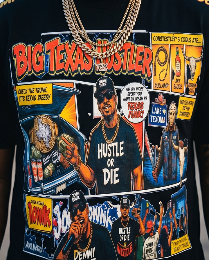 Big Texas Urban Casual Wear Shirt Short Set - Size M - Unique Streetwear for Trendsetters - Demmi Godz Clothing Company