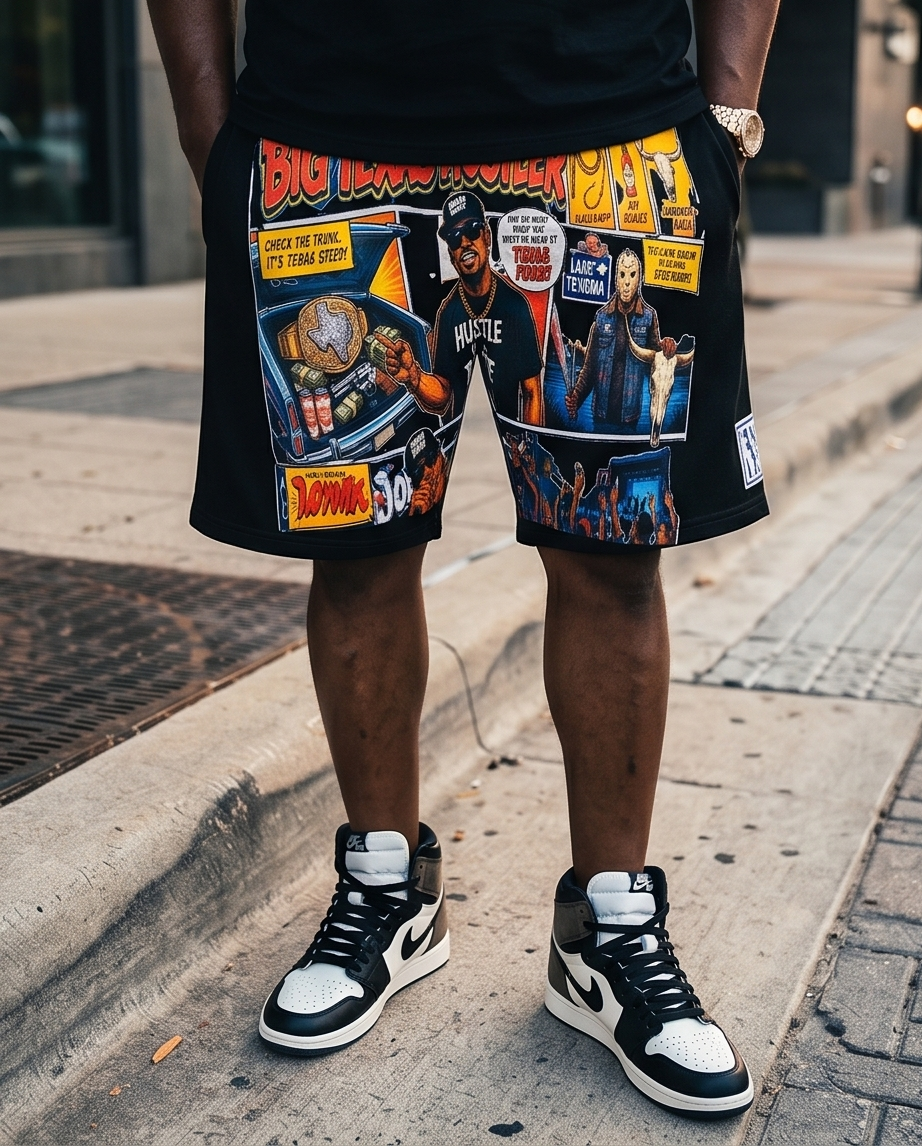 Big Texas — Urban Shirt & Short Set (Size M) — One‑of‑a‑Kind Streetwear