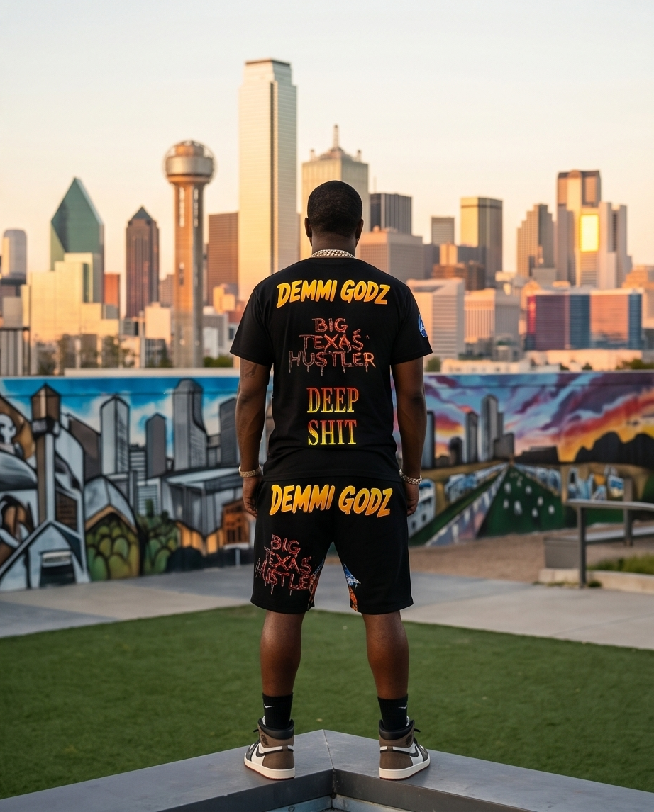 Big Texas — Urban Shirt & Short Set (Size M) — One‑of‑a‑Kind Streetwear