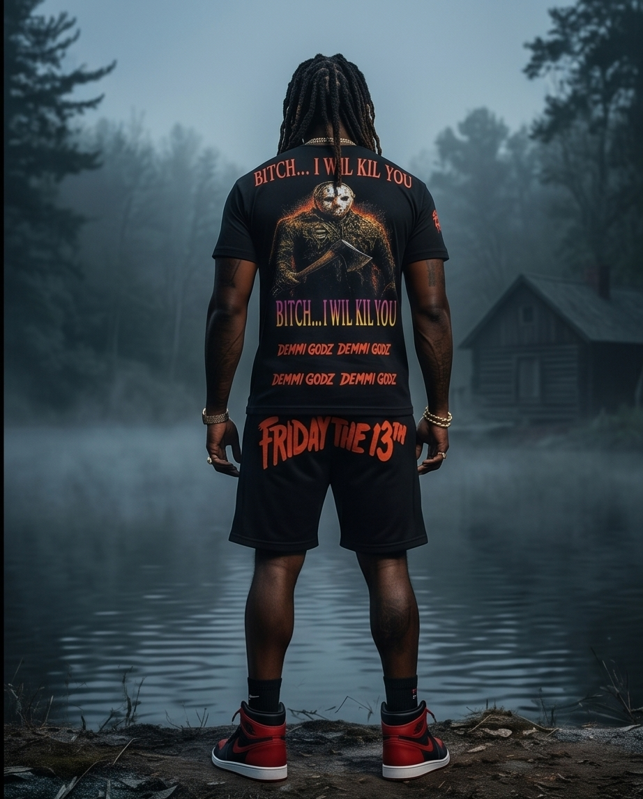 Jason Friday the 13th Urban Casual Wear Shirt Set - Urban Shirt &amp; Short Set (XLarge) - Demmi Godz Clothing Company