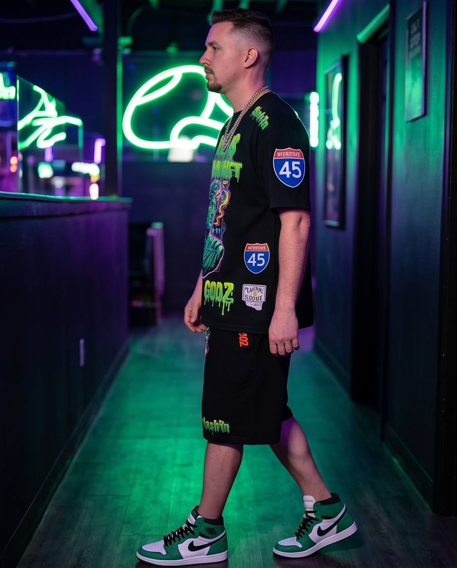 Michelangelo Swag Urban Set - Trendy XL Shirt &amp; Short Set for Modern Style - Demmi Godz Clothing Company