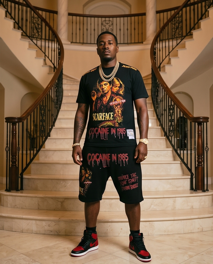 Scarface Urban Shirt and Short Set - Size M for Trendy Summer Style - Demmi Godz Clothing Company