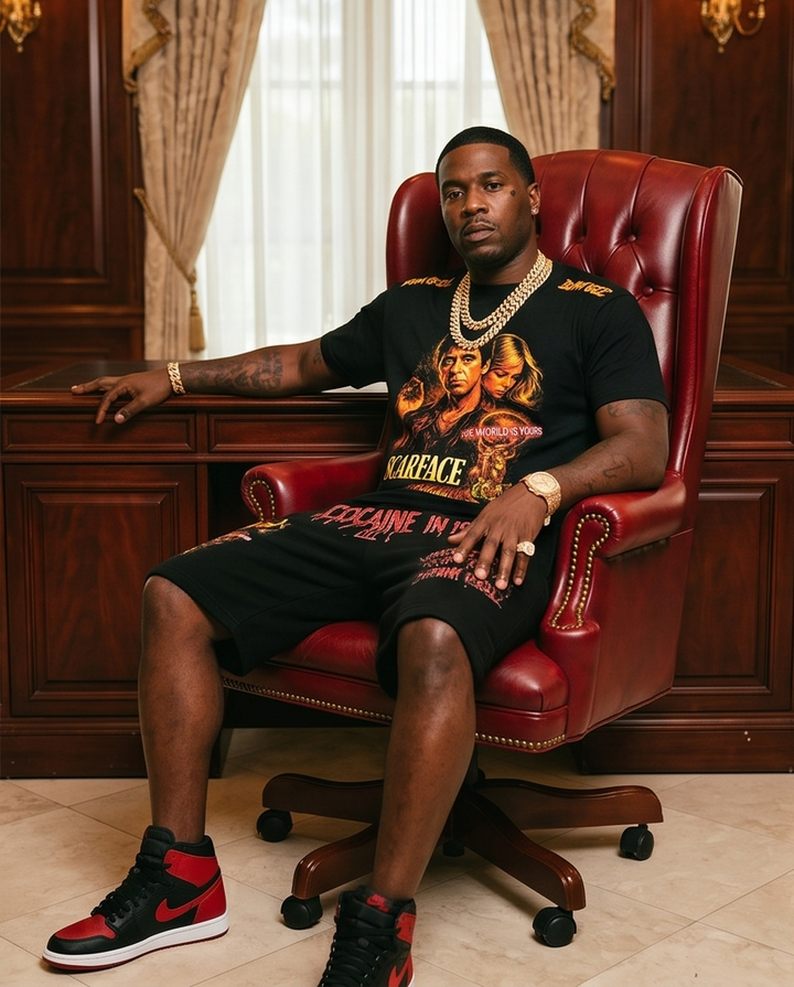 Scarface Urban Shirt and Short Set - Trendy Summer Urban Casual Wear Size M - Demmi Godz Clothing Company