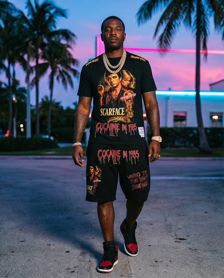 Scarface Urban Shirt and Short Set - Size M for Trendy Summer Style - Demmi Godz Clothing Company