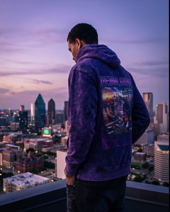 Urban Vintage Oversized Purple Hoodie for Men - Unique 2XL Streetwear Design - Demmi Godz Clothing Company