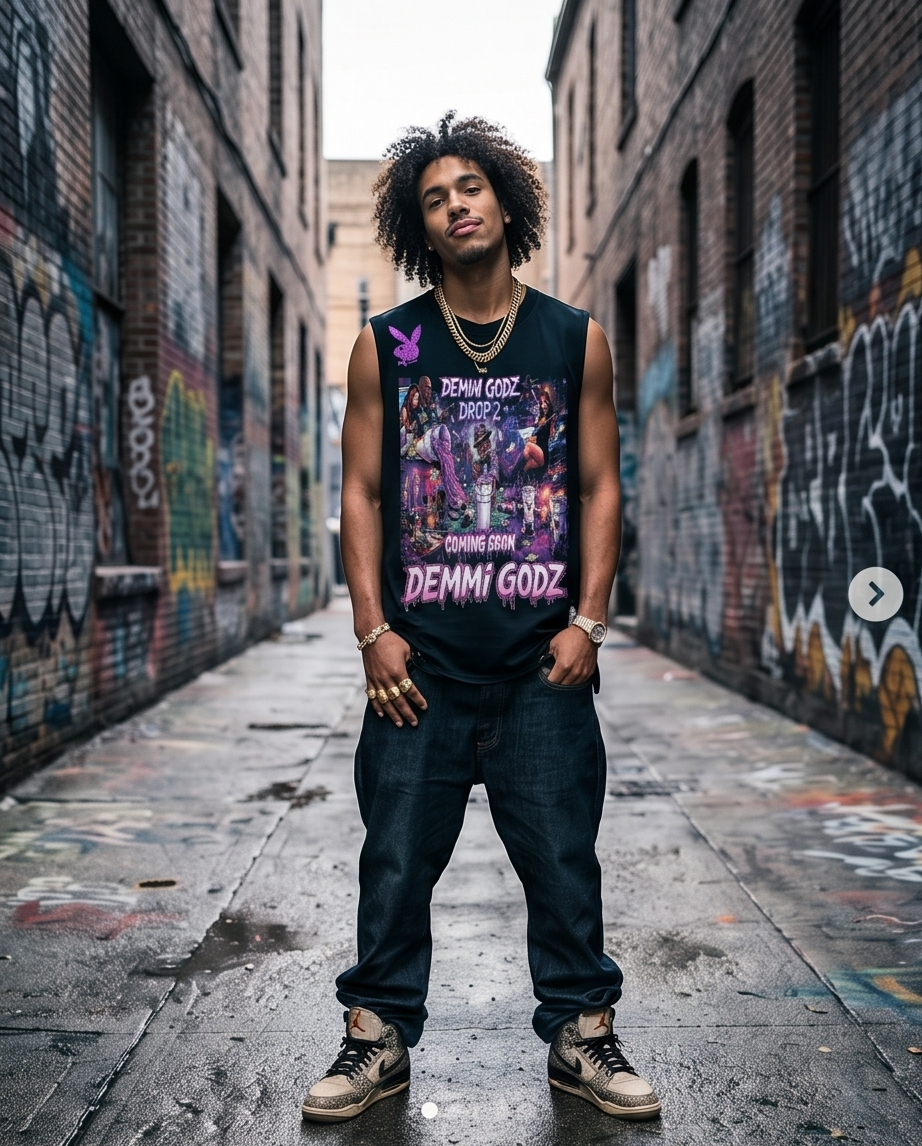 Black Vintage Oversized Tank Top - XLarge | Urban Casual Wear from The Hustlers Drop 2 - Demmi Godz Clothing Company