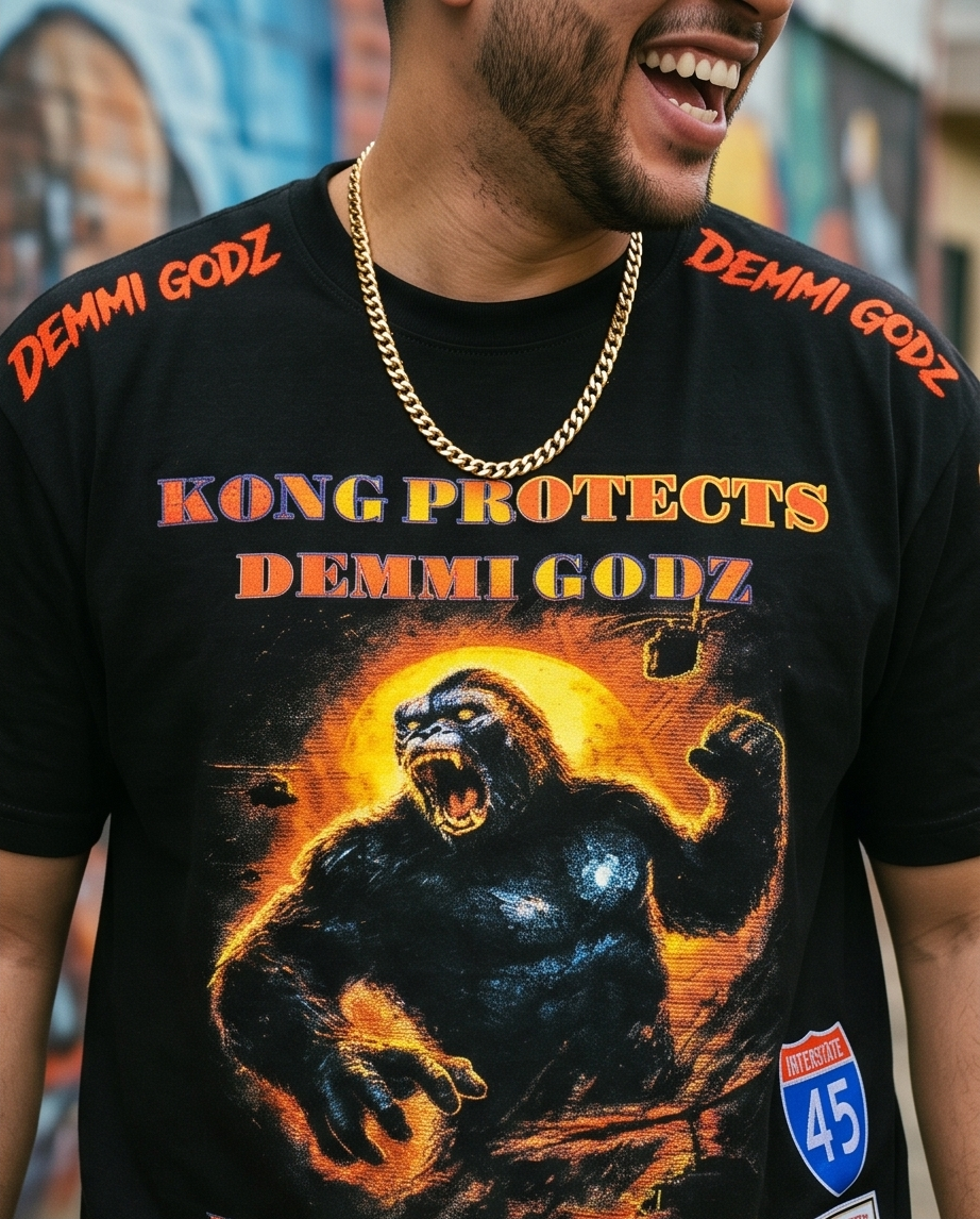 "Kong Protects" — Urban Heavyweight Streetwear Tee- Large — One-of-a-Kind