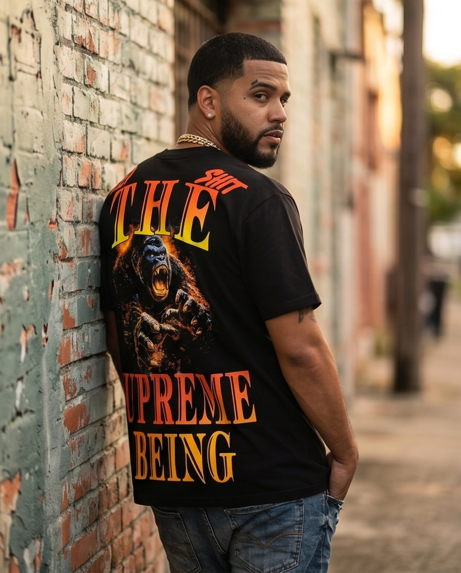 "Kong Protects" — Urban Heavyweight Streetwear Tee- Large — One-of-a-Kind