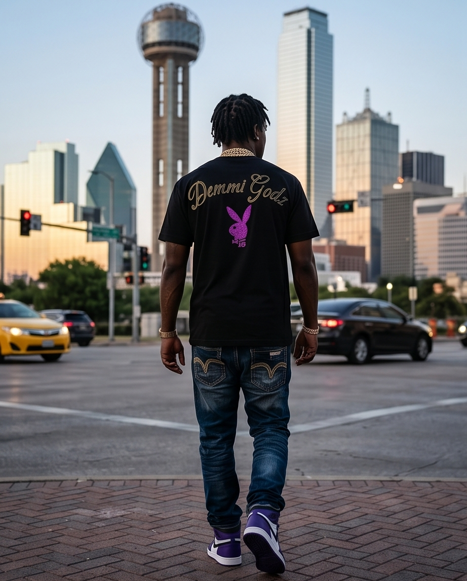 Texas Culture Horror Mashup — Heavyweight Black Tee (Large) — One-of-a-Kind, True to Size