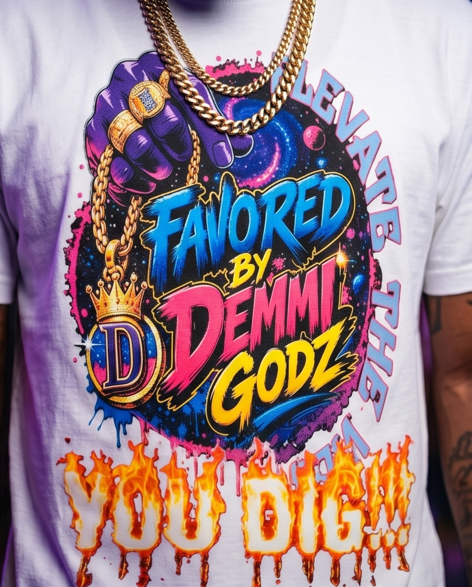 Favored by Demmi Godz Large Size Urban Heavyweight Mens Hoodies Graphic T-Shirt - Demmi Godz Clothing Company