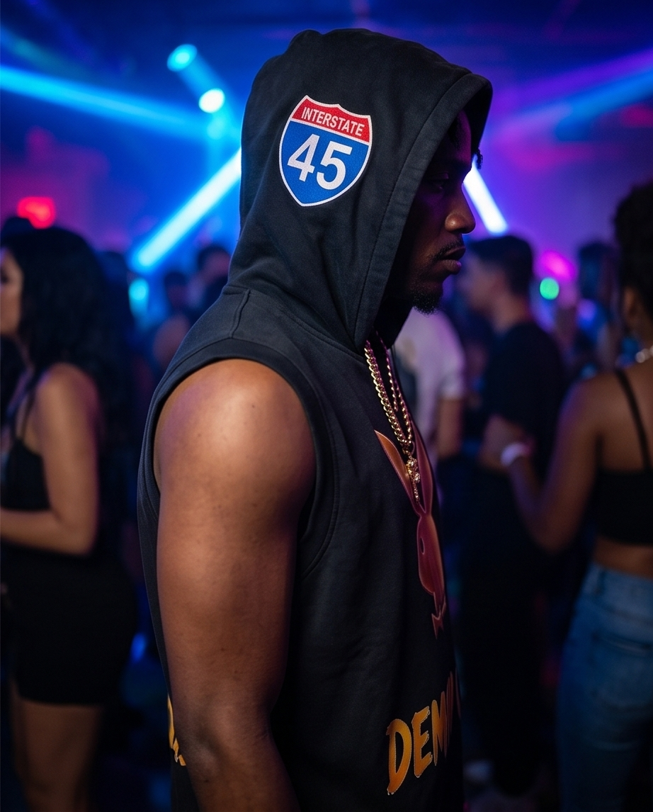 "The Dope Spot" — Black Vintage Washed Oversized Zip-Up Hooded Tank Top (L)