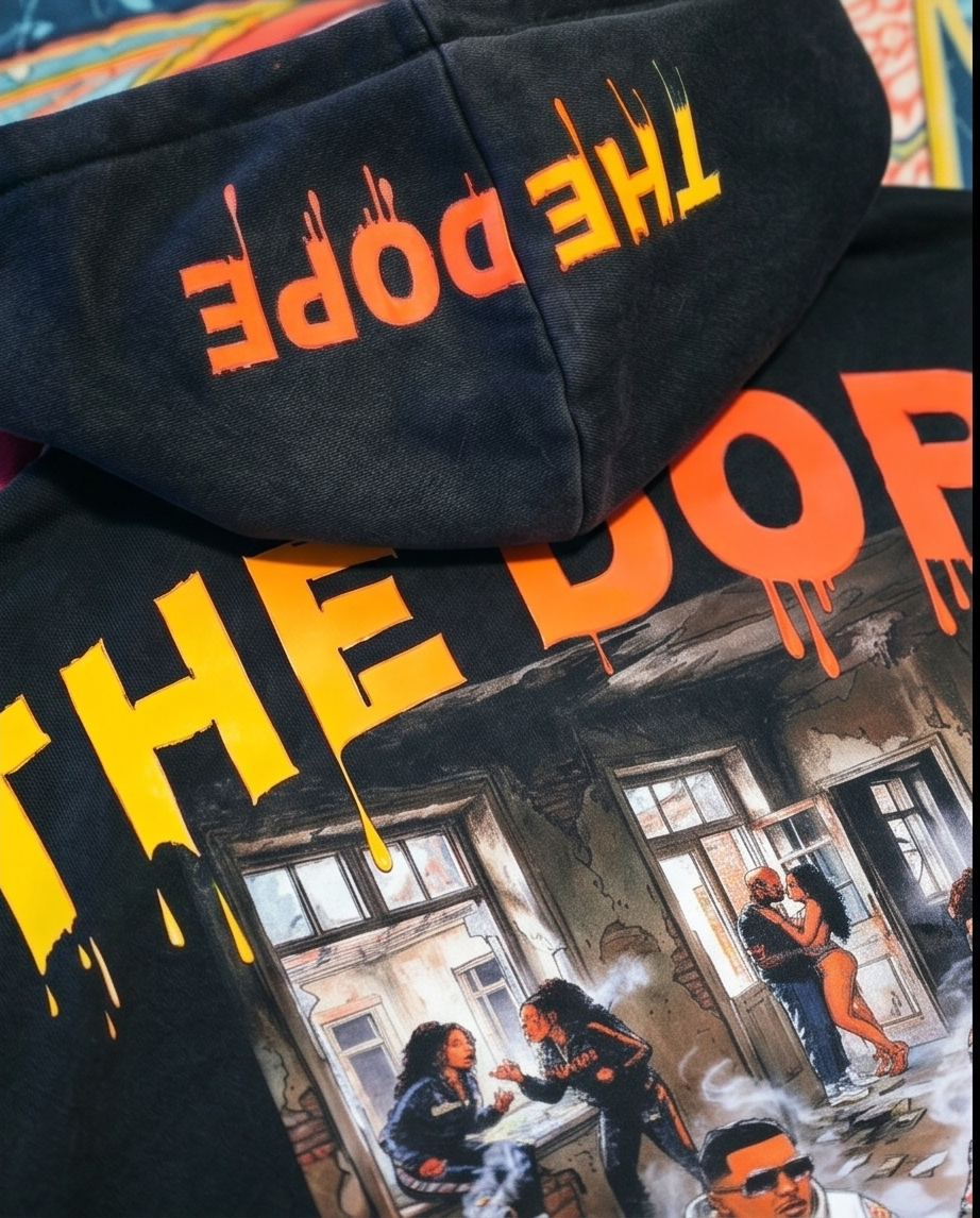 Vintage Washed Oversized Black Zip-Up Hooded Tank Top — XL — "The Dope Spot - Graphic Back"