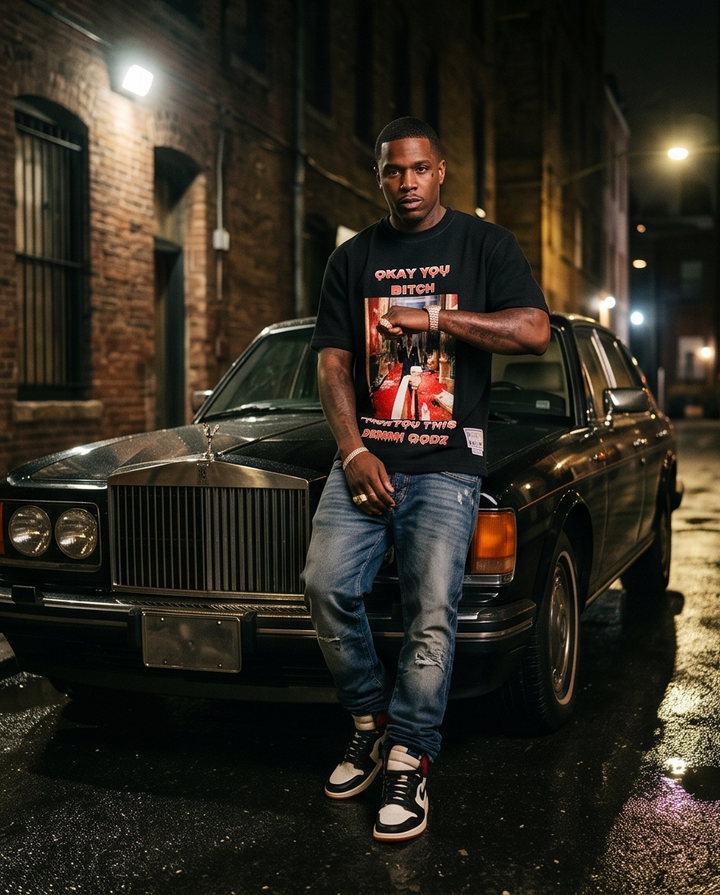Okay Tony Heavyweight Waffle Knit Tee - Scarface Oversized Tee for Ultimate Comfort - Demmi Godz Clothing Company