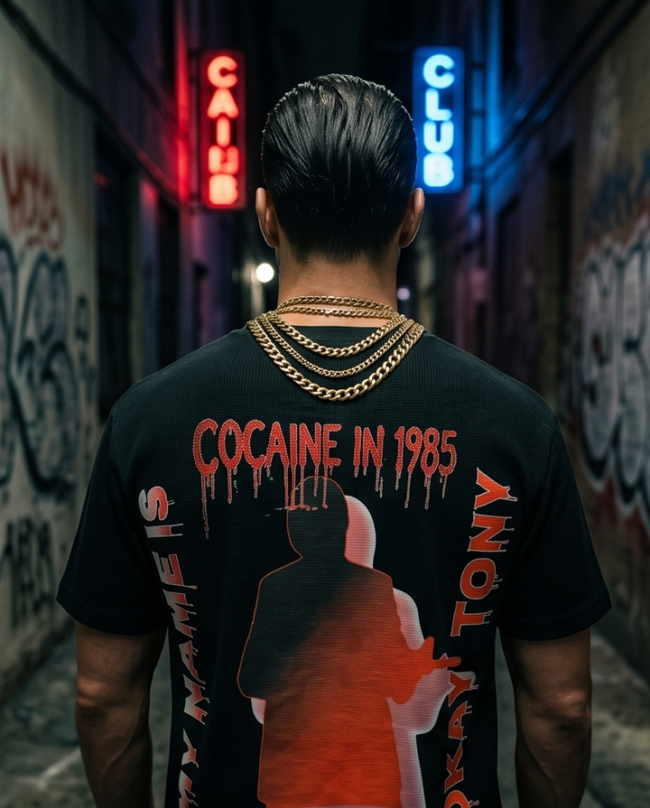 Okay Tony Heavyweight Waffle Knit Tee - Scarface Oversized Tee for Ultimate Comfort - Demmi Godz Clothing Company