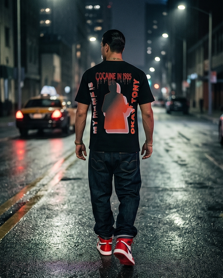 Okay Tony Heavyweight Waffle Knit Tee - Scarface Oversized Tee for Ultimate Comfort - Demmi Godz Clothing Company
