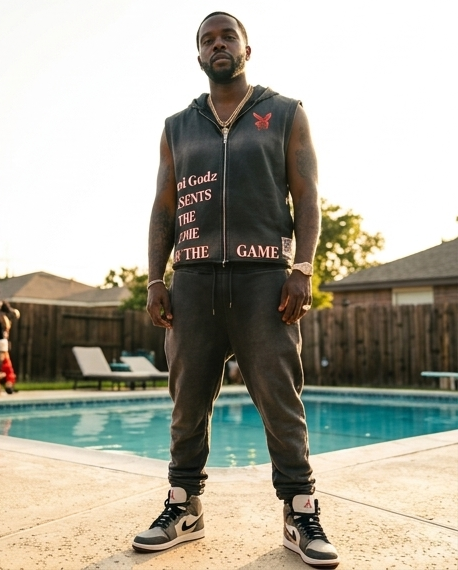 Vintage Washed Black Oversized Zip-Up Hooded Tank with The Trap House Graphic Back - Mens Hoodies Graphic Perfect for Casual Style - Demmi Godz Clothing Company