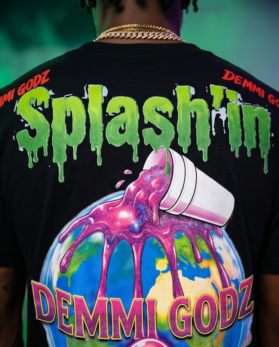 Neon Alligator Streetwear Tee - XLarge Heavy Cotton Black Graphic Tee for Men, True-to-Size - Demmi Godz Clothing Company