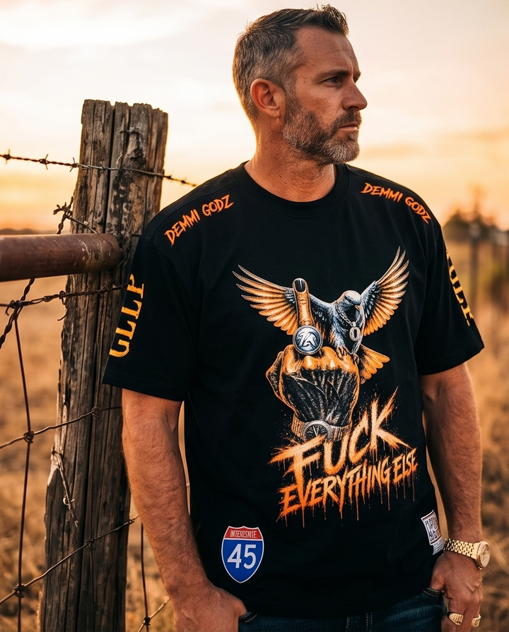 Urban Heavyweight Tee - Unique F*ck Everything Mens Streetwear Graphic Tees in XLarge - Demmi Godz Clothing Company