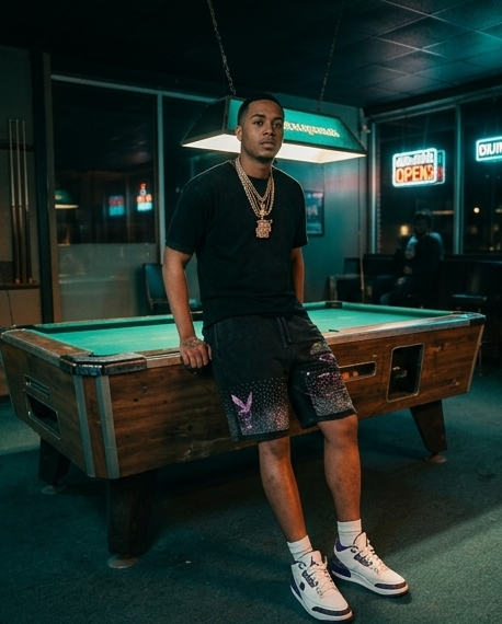 One-of-a-Kind Black Vintage Washed Streetwear Shorts for Urban Casual Wear - Large - Purple Texas - Demmi Godz Clothing Company