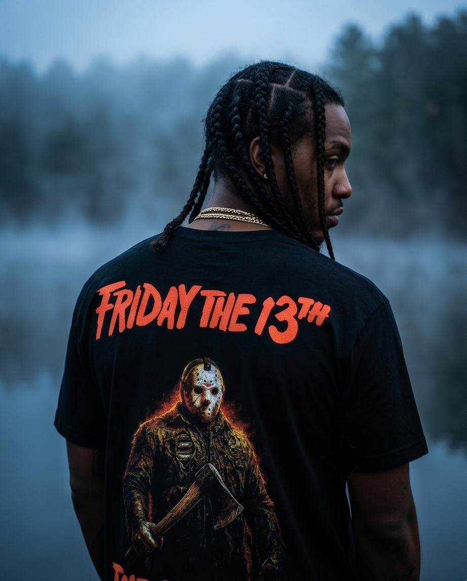 Jason — Friday the 13th | Urban Heavyweight Streetwear Tee (Large) — One‑of‑a‑Kind Black