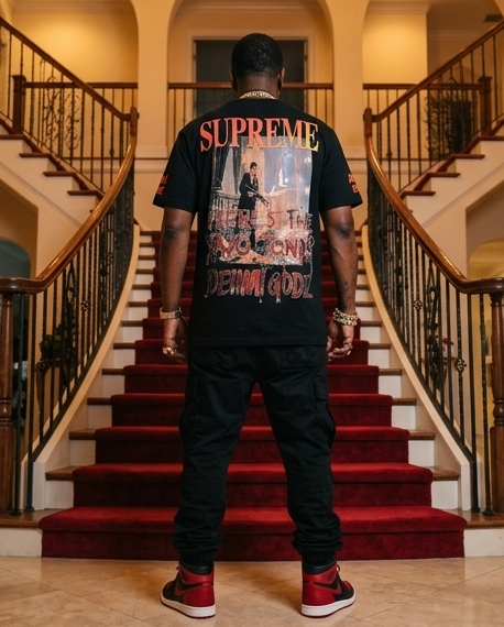Tony Style Black Tee - Heavyweight Urban T-Shirt True to Size for Scarface Culture - Demmi Godz Clothing Company