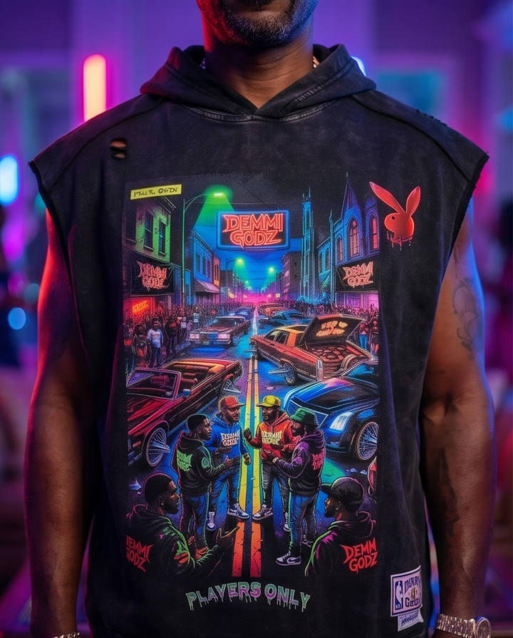 Texas Car Show Hoodie - XL Black Sleeveless Mens Hoodies Streetwear Snow-Washed - Demmi Godz Clothing Company