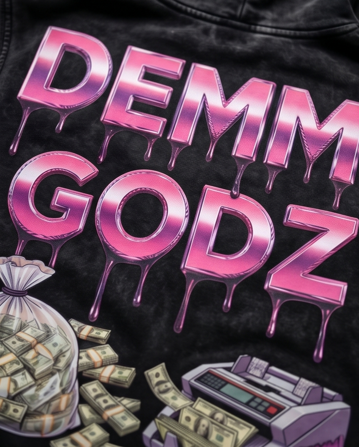 Hustler Playboy Drip Hoodie - Black Snow-Washed Oversized Sleeveless Style XL for Mens Hoodies Streetwear - Demmi Godz Clothing Company
