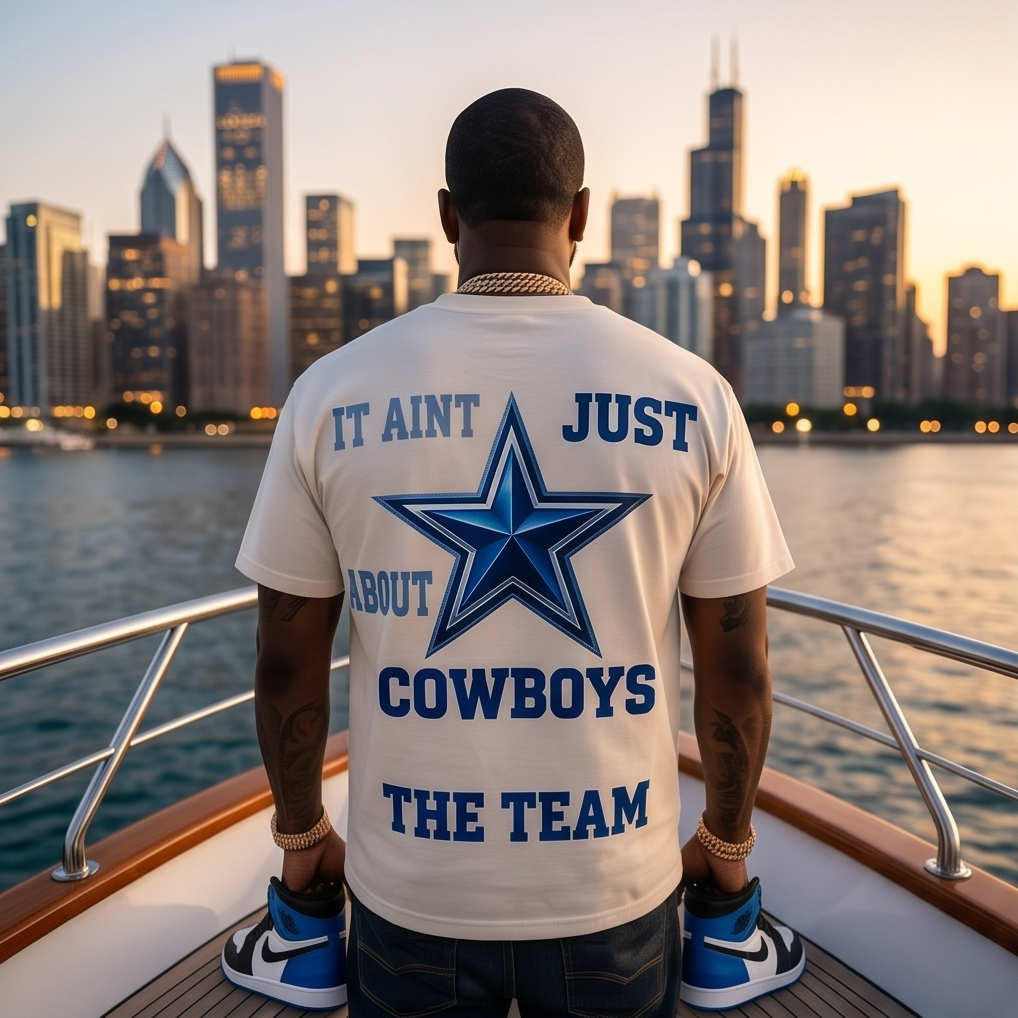"Cowboys Army" — White Heavyweight Streetwear T‑Shirt (Large) — One‑of‑a‑Kind