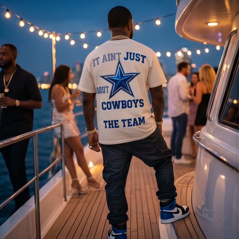 Cowboys Army T-Shirt - Unique Mens White Graphic T Shirts - Heavyweight Streetwear Large - Demmi Godz Clothing Company