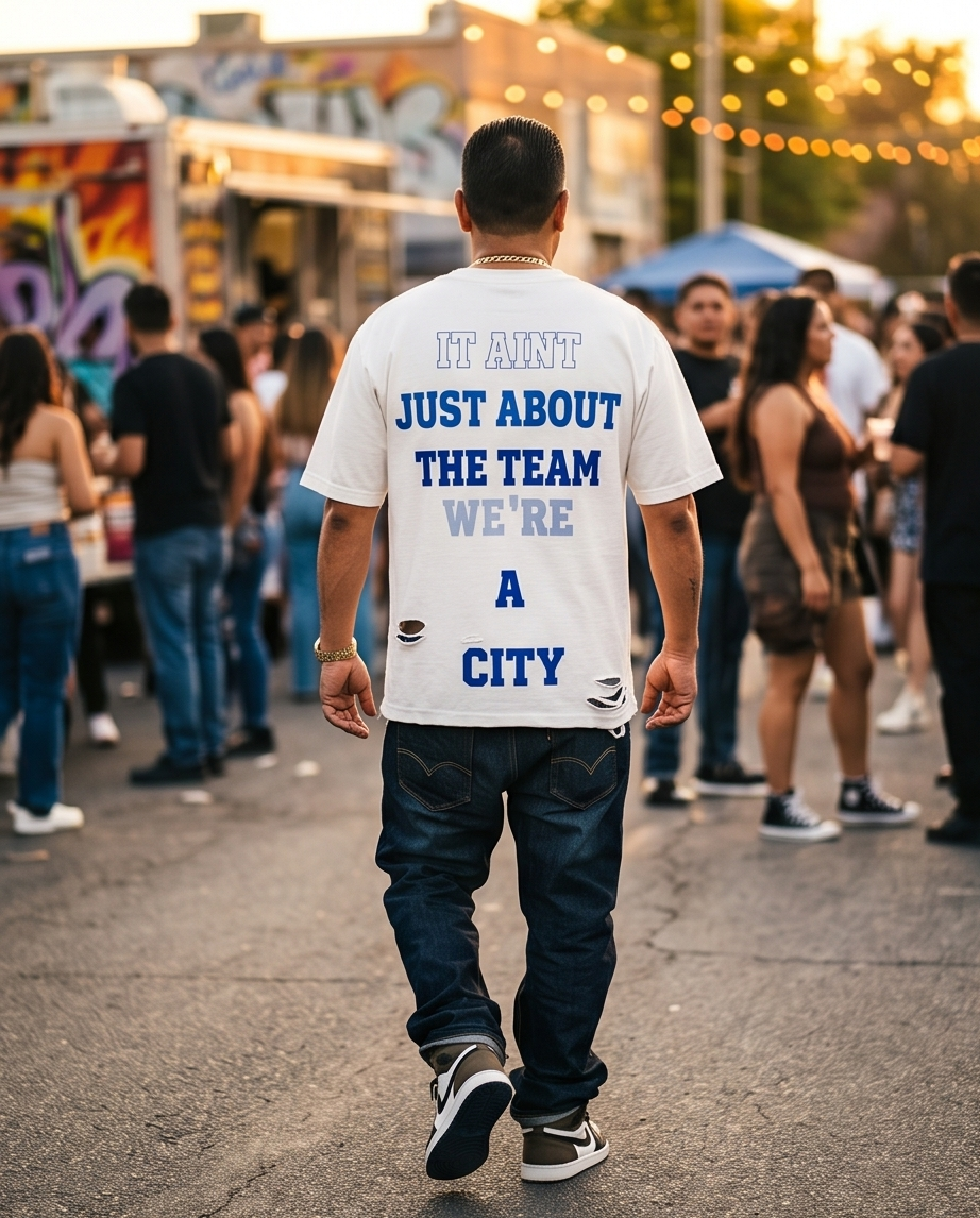 "Chucky With The Cowboys 2" — White Distressed Streetwear Tee (M) — One‑of‑a‑Kind