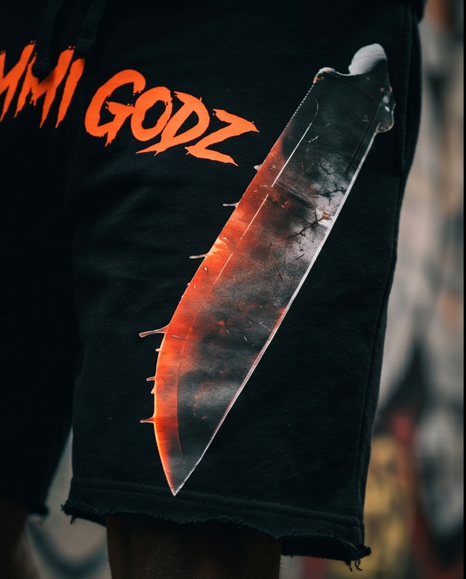 Demmi Godz Friday 13th Shorts - Black Heavyweight Streetwear Shorts (M) | Unique Men&
