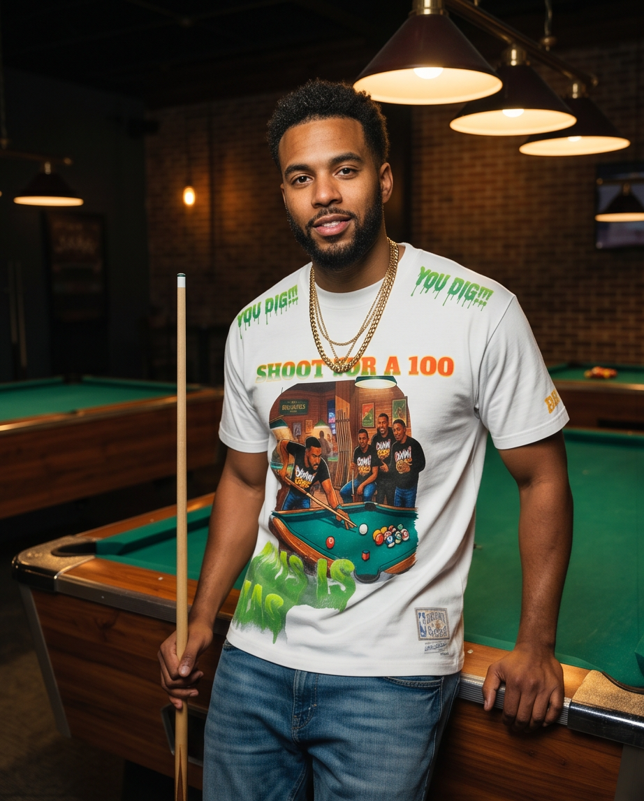 Shoot For a 100 T-Shirt - Urban Casual Wear - White Heavyweight Streetwear (XL) - One-of-a-Kind - Demmi Godz Clothing Company