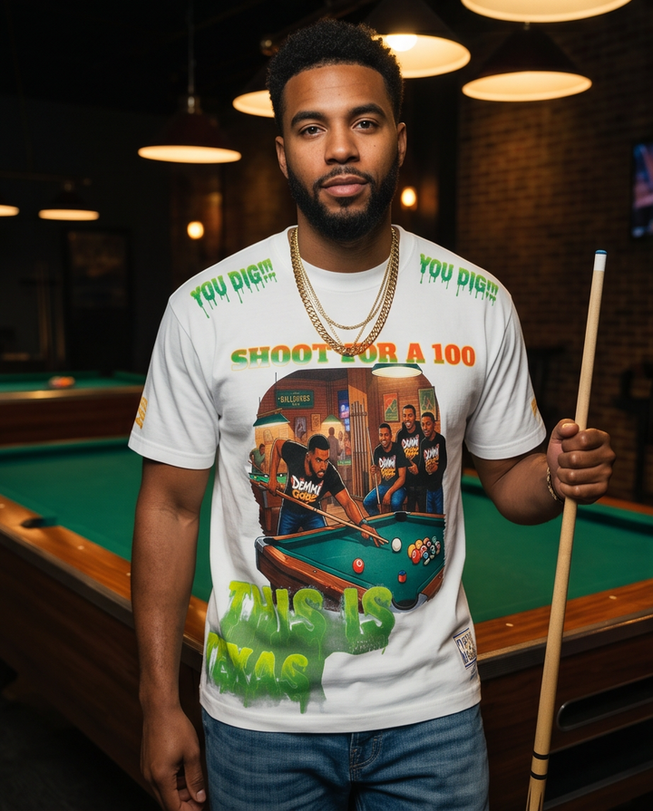 Shoot For a 100 T-Shirt - Urban Casual Wear - White Heavyweight Streetwear (XL) - One-of-a-Kind - Demmi Godz Clothing Company