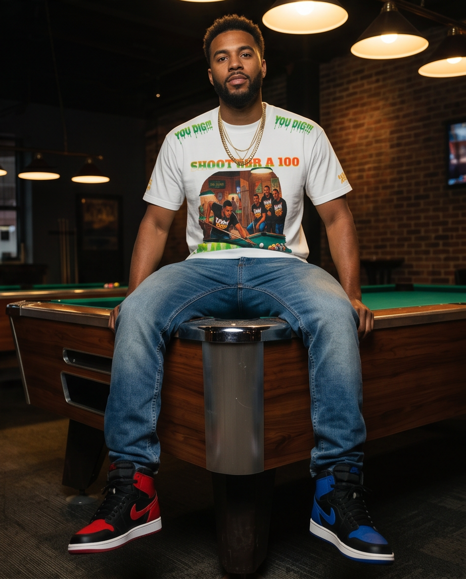 "Shoot For a 100" — White Heavyweight Streetwear T‑Shirt (XL) — One‑of‑a‑Kind