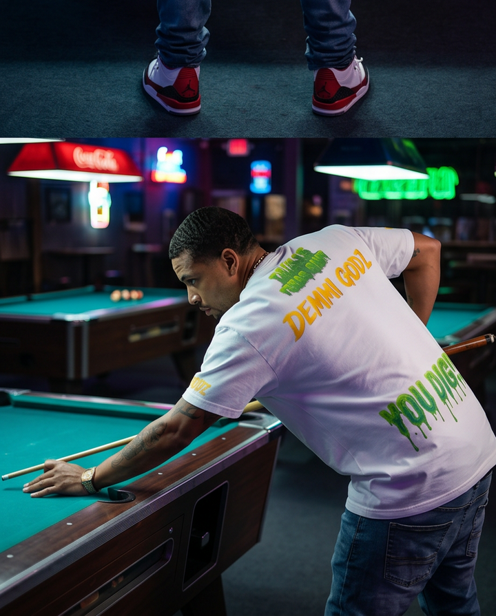 Shoot For a 100 T-Shirt - Urban Casual Wear - White Heavyweight Streetwear (XL) - One-of-a-Kind - Demmi Godz Clothing Company