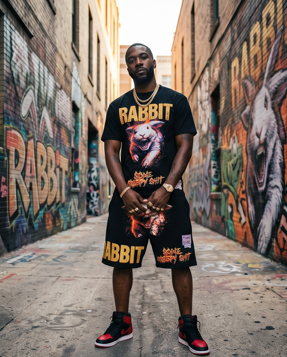 Cursed Rabbit Urban Casual Wear Shirt Set - Size S - Demmi Godz Clothing Company