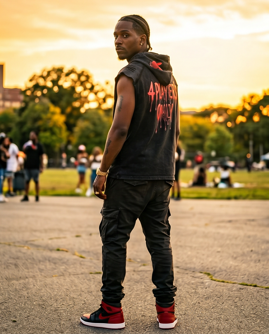 Black Snow Washed Cut-Off Hoodie Tank — Oversized Large Streetwear “The Real Last Don”