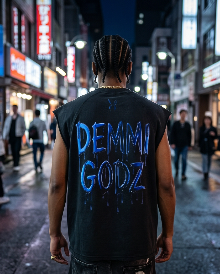 Black Oversized Tank Top - Snow Washed XL Texas Fury One-of-a-Kind Urban Casual Wear - Demmi Godz Clothing Company