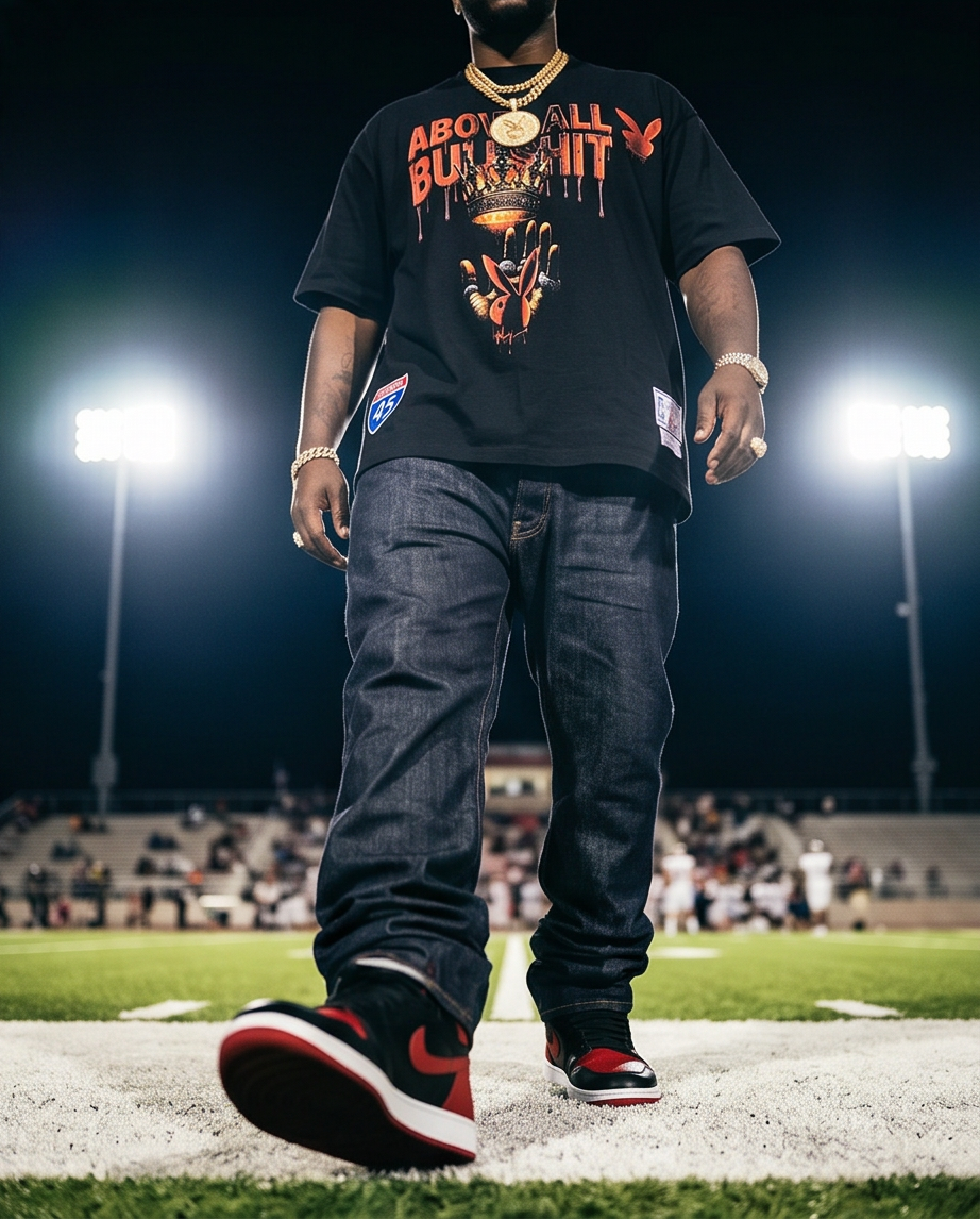 "Above All Bullsh*t" — Black Heavyweight Streetwear Tee (2XL) — One-of-a-Kind