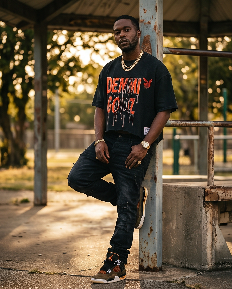 Snow-Washed “For Players Only” Men’s Crop Tee — Large (One-of-a-Kind)