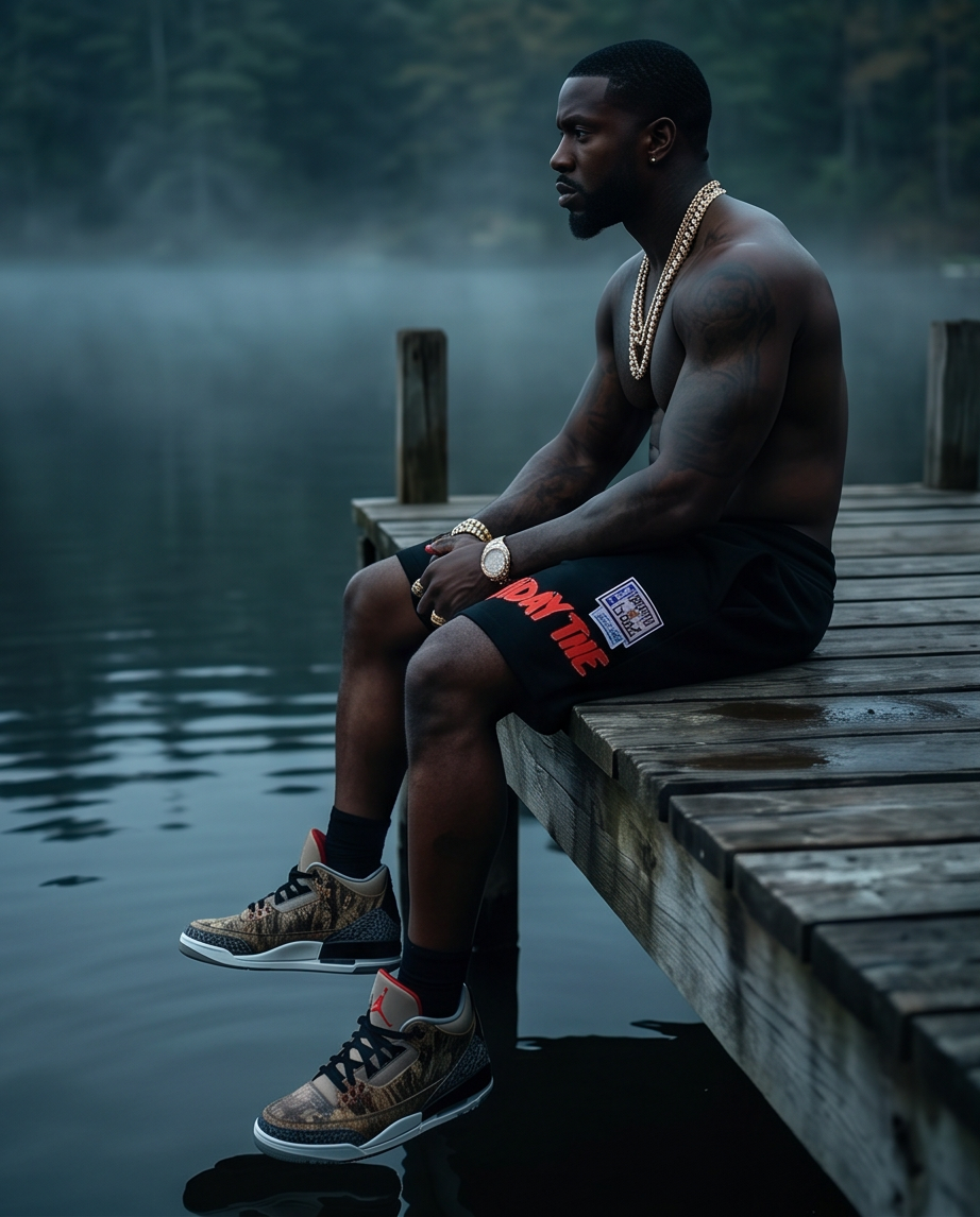 "Demmi Godz Friday 13th" — Black Heavyweight Streetwear Shorts (Large) — One-of-a-Kind