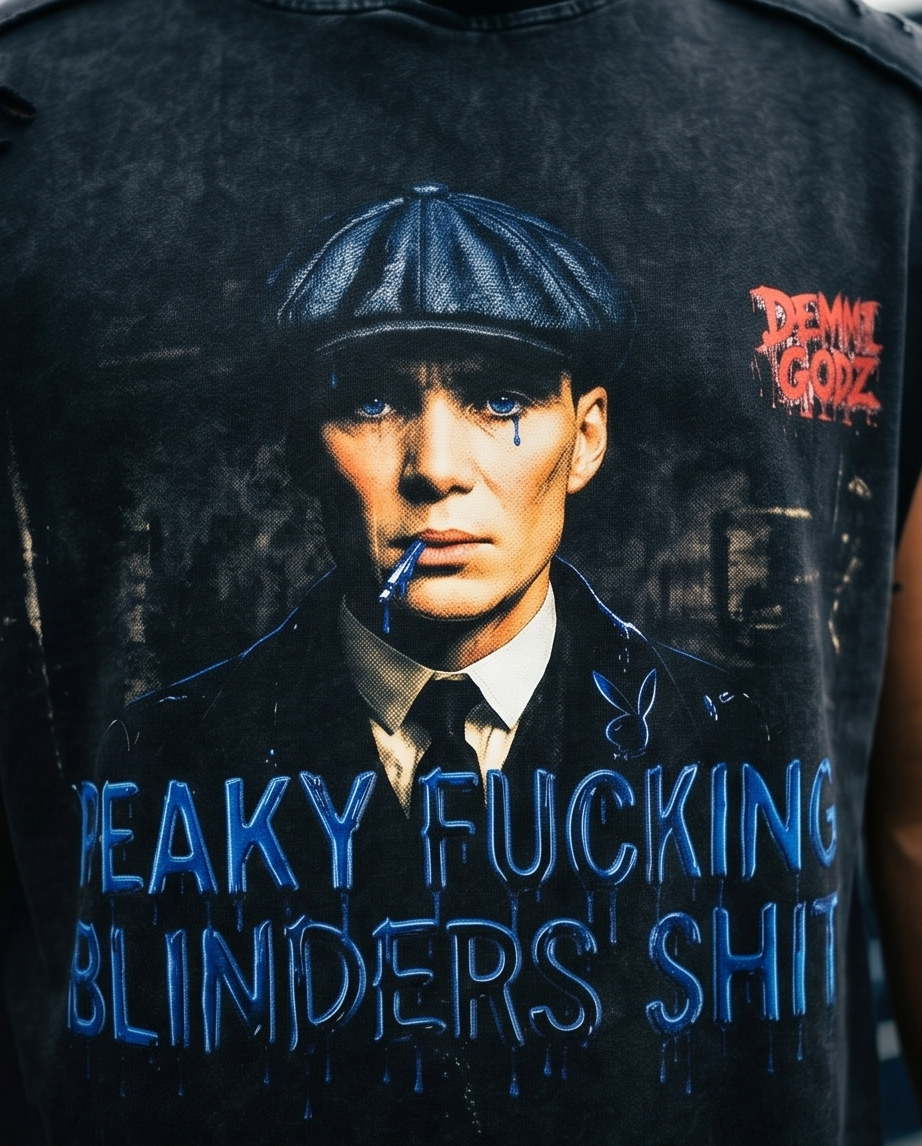 Black Snow Washed Oversized Cut-Off Tank Top Hoodie — One‑of‑a‑Kind, Small | Urban Streetwear “Hood Peaky Blinders”