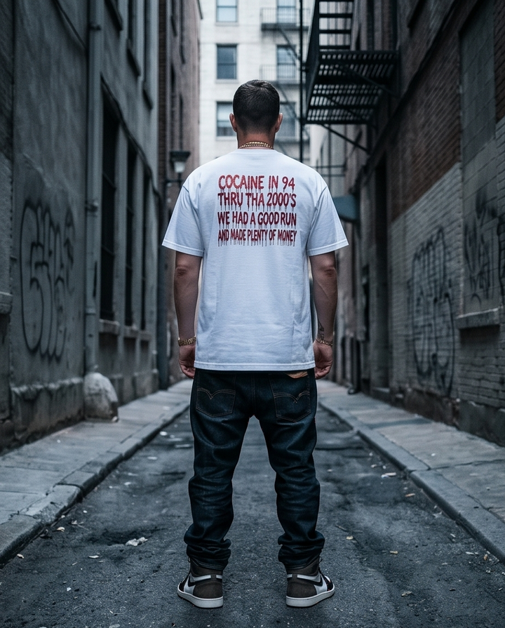 The Dope Spot Lifestyle White Heavyweight 7oz T-Shirt (XL) - Urban Streetwear Graphic T-Shirt for Men - Demmi Godz Clothing Company