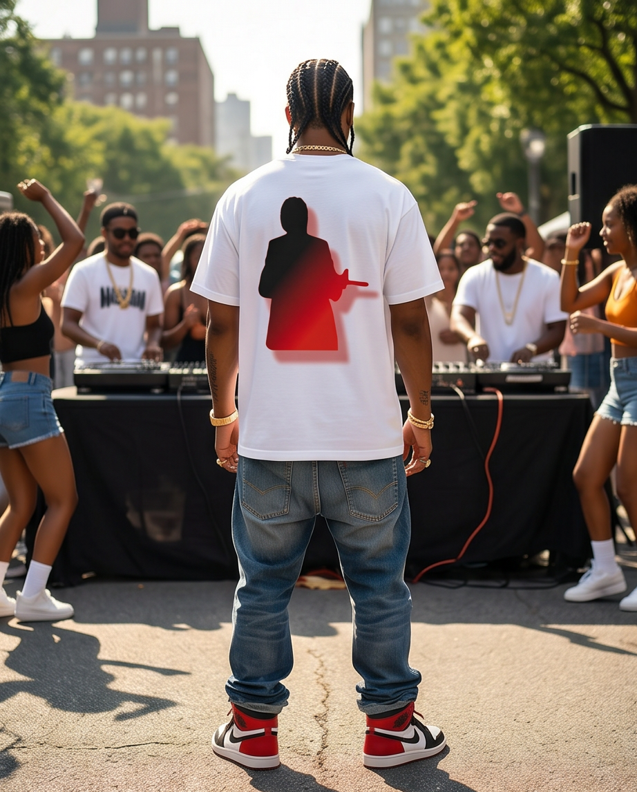 Demmi Godz "Red Playboy" — White 7oz Heavyweight X‑Large T-Shirt (Streetwear, One‑of‑a‑Kind)