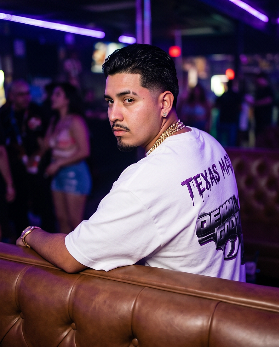 White Heavyweight 7oz Graphic T-Shirt — Large (Streetwear, One-of-a-Kind) “Purple 44”