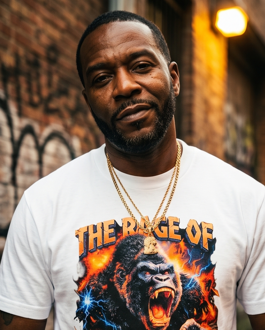 Rage of The Demmi Godz — White 7oz Heavyweight Medium Tee (Streetwear, One‑of‑a‑Kind)