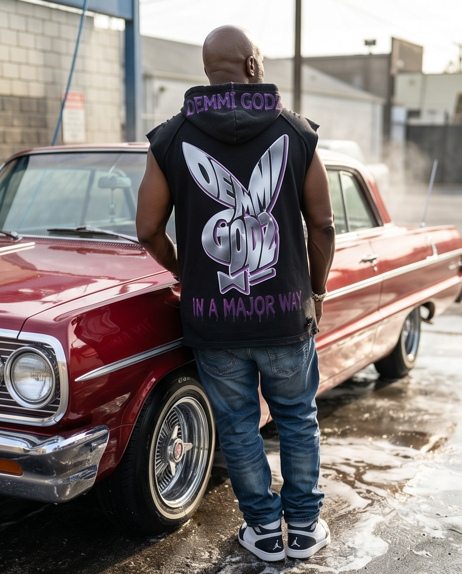 "DG 44 Revolver" — One-of-a-Kind Snow-Washed Oversized Medium Cut-Off Tank Hoodie