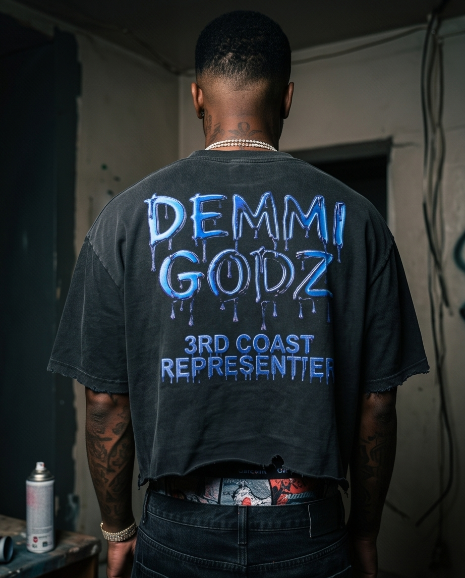 Snow-Washed Oversized Crop T-Shirt — Tattered & Chopped Hem, XL (Streetwear • One-of-a-Kind) — "Peaky Blinders" Vibe