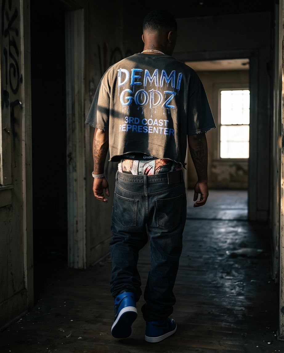 Snow-Washed Oversized Crop T-Shirt — Tattered & Chopped Hem, XL (Streetwear • One-of-a-Kind) — "Peaky Blinders" Vibe