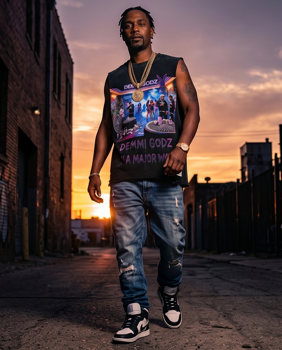 Oversized Vintage Wash Tank — Tattered Distressed Hem (Large) — "Dallas P Culture"
